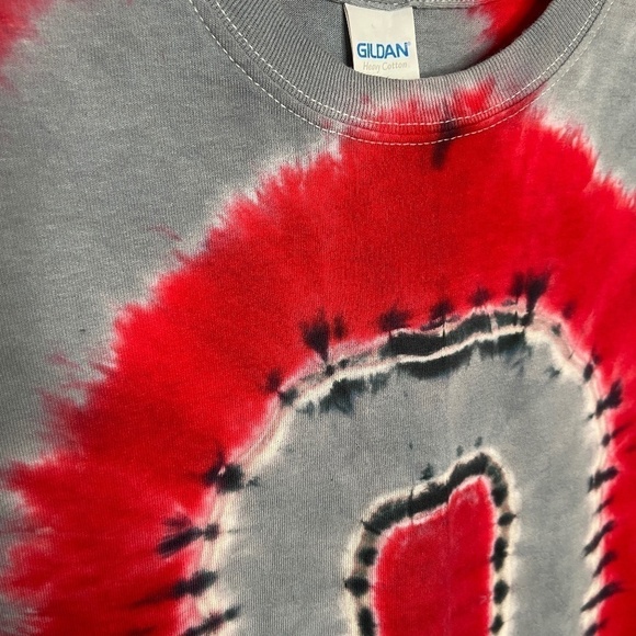 Upcycled Red & Gray Tie Dye Short Sleeve Tee - Picture 3 of 6